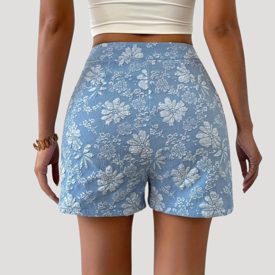 Short Femme Habillé Taille Haute à Imprimé Floral