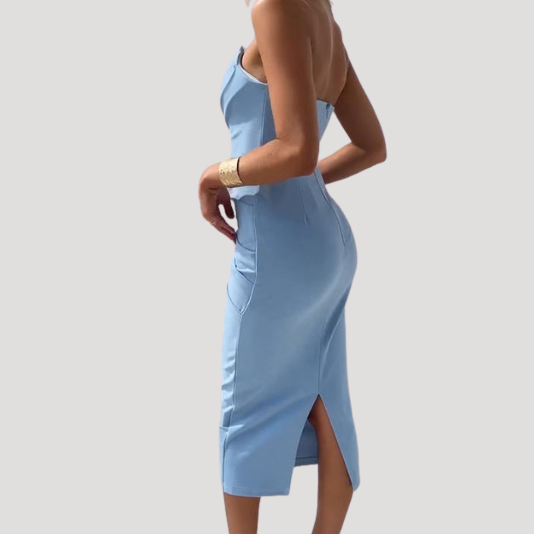 Robe midi femme élégante sans bretelles