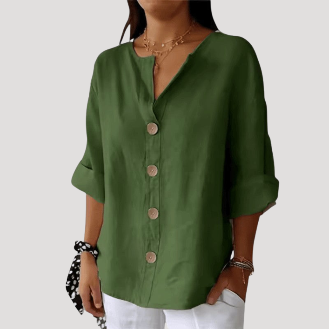 Blouse Femme Boutonnée en Lin Décontractée