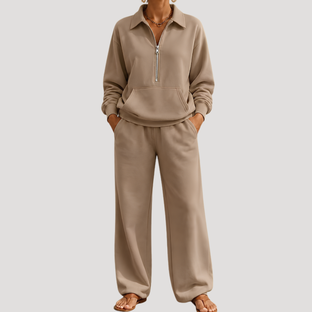 Ensemble femme haut zippé et pantalon large