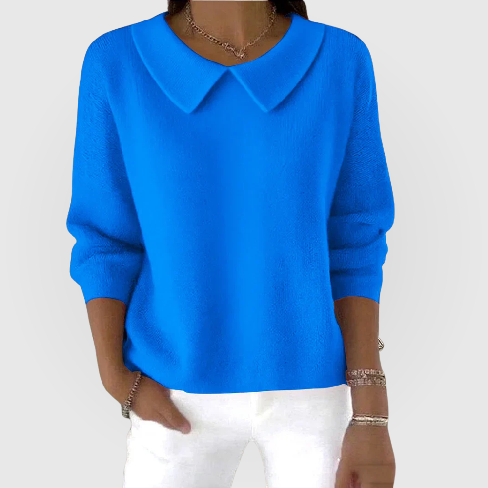 Pull Femme Uni Manches Longues Col Claudine