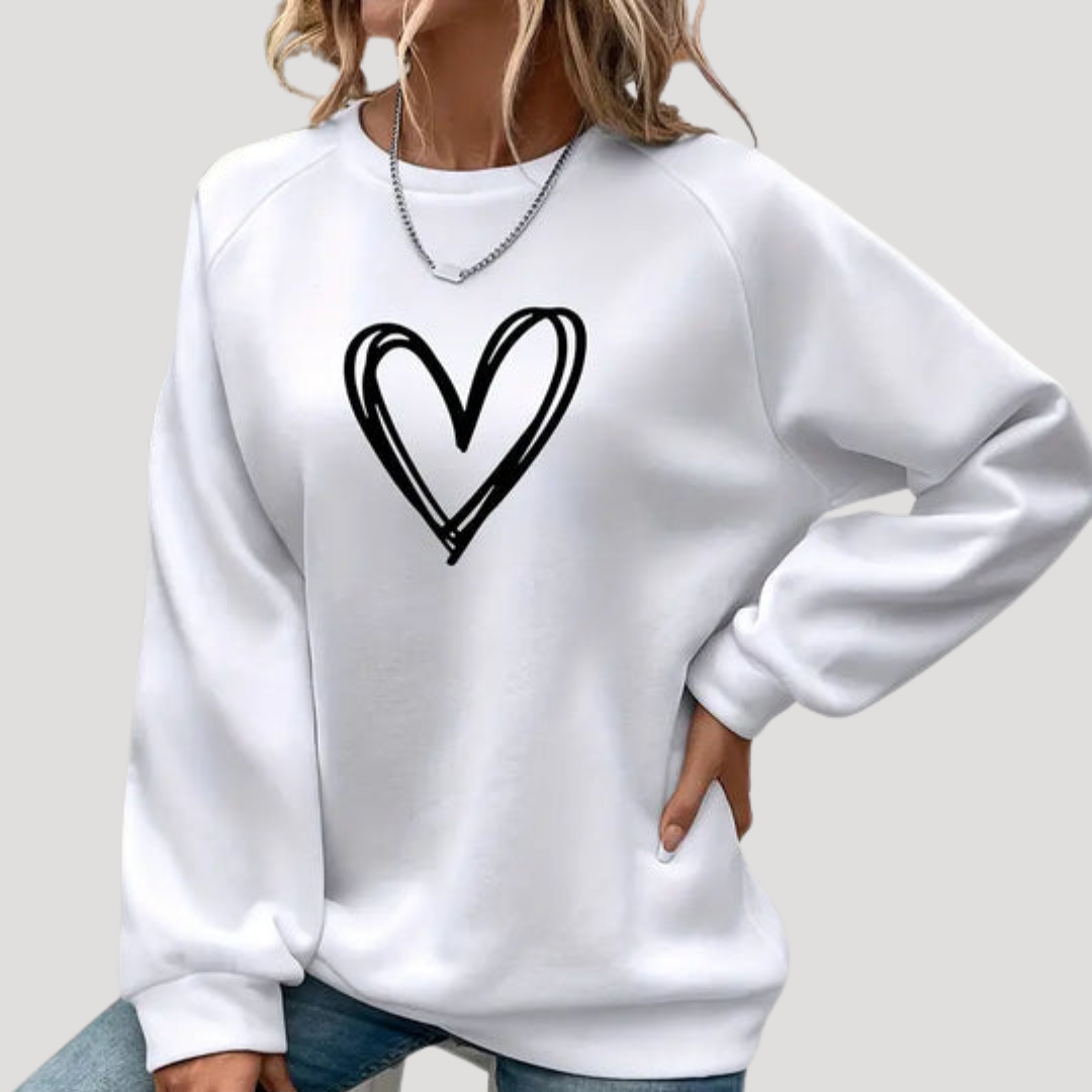 Pull Femme Col Rond à Motif Cœur