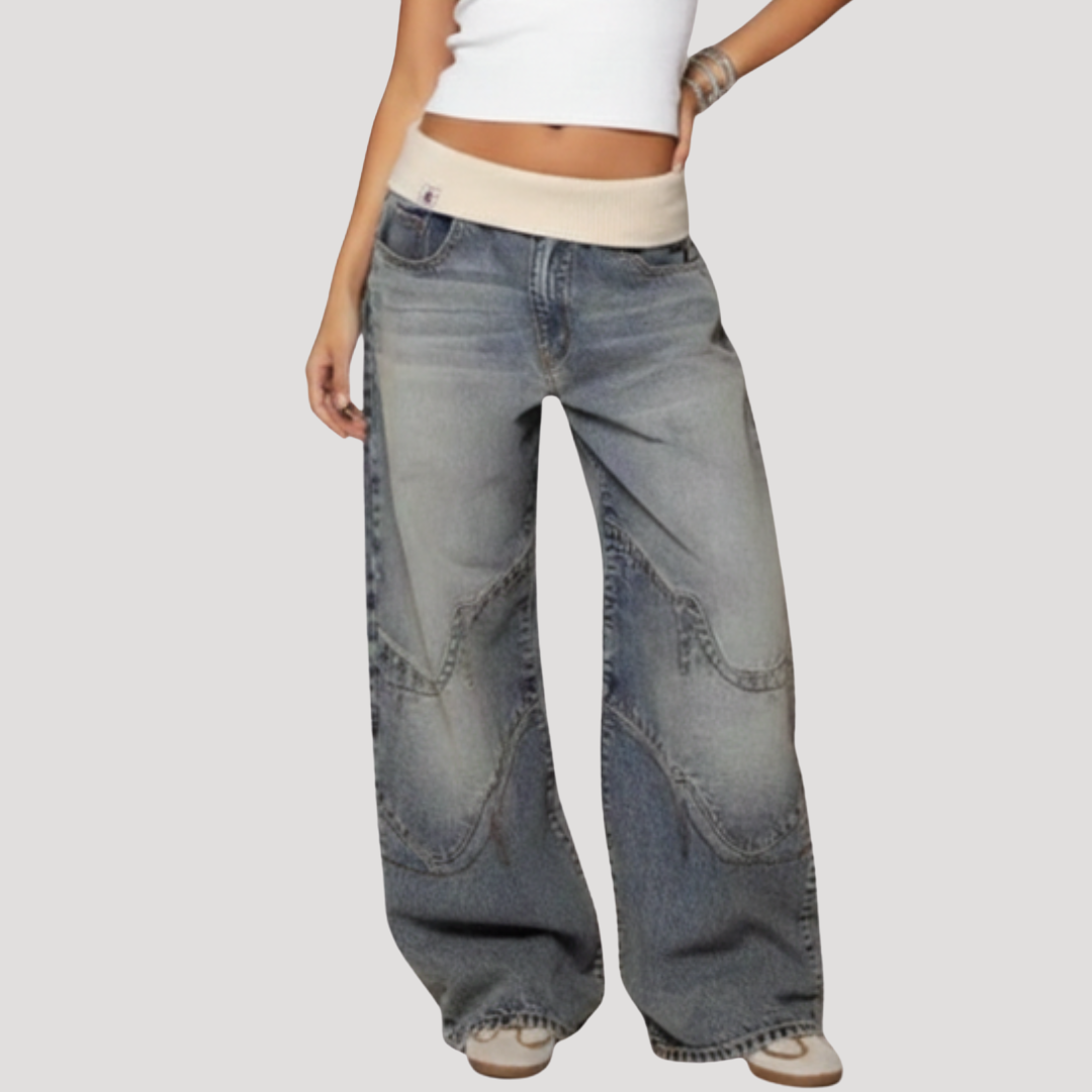 Jean large taille élastique coupe ample style baggy