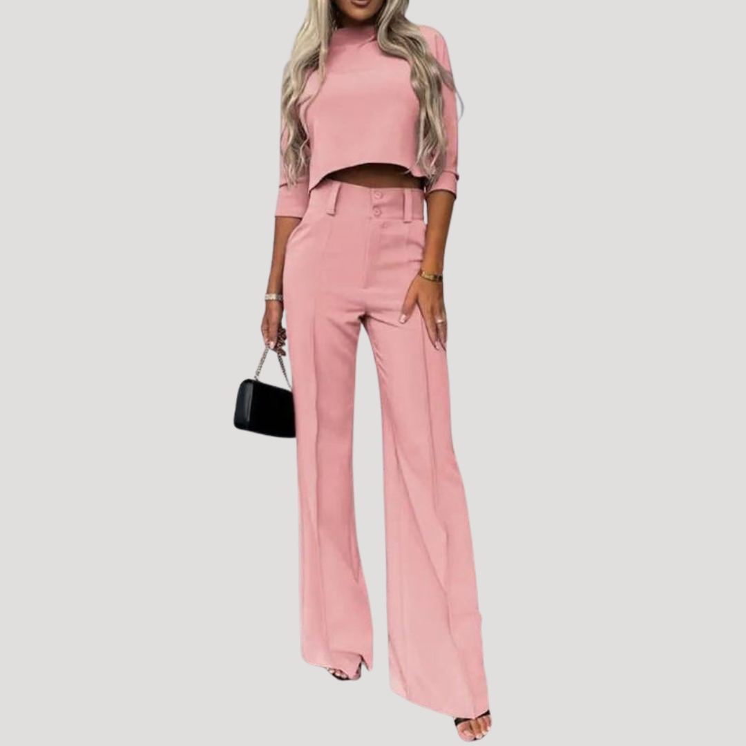 Ensemble Coordonné Femme Top Court et Pantalon Large