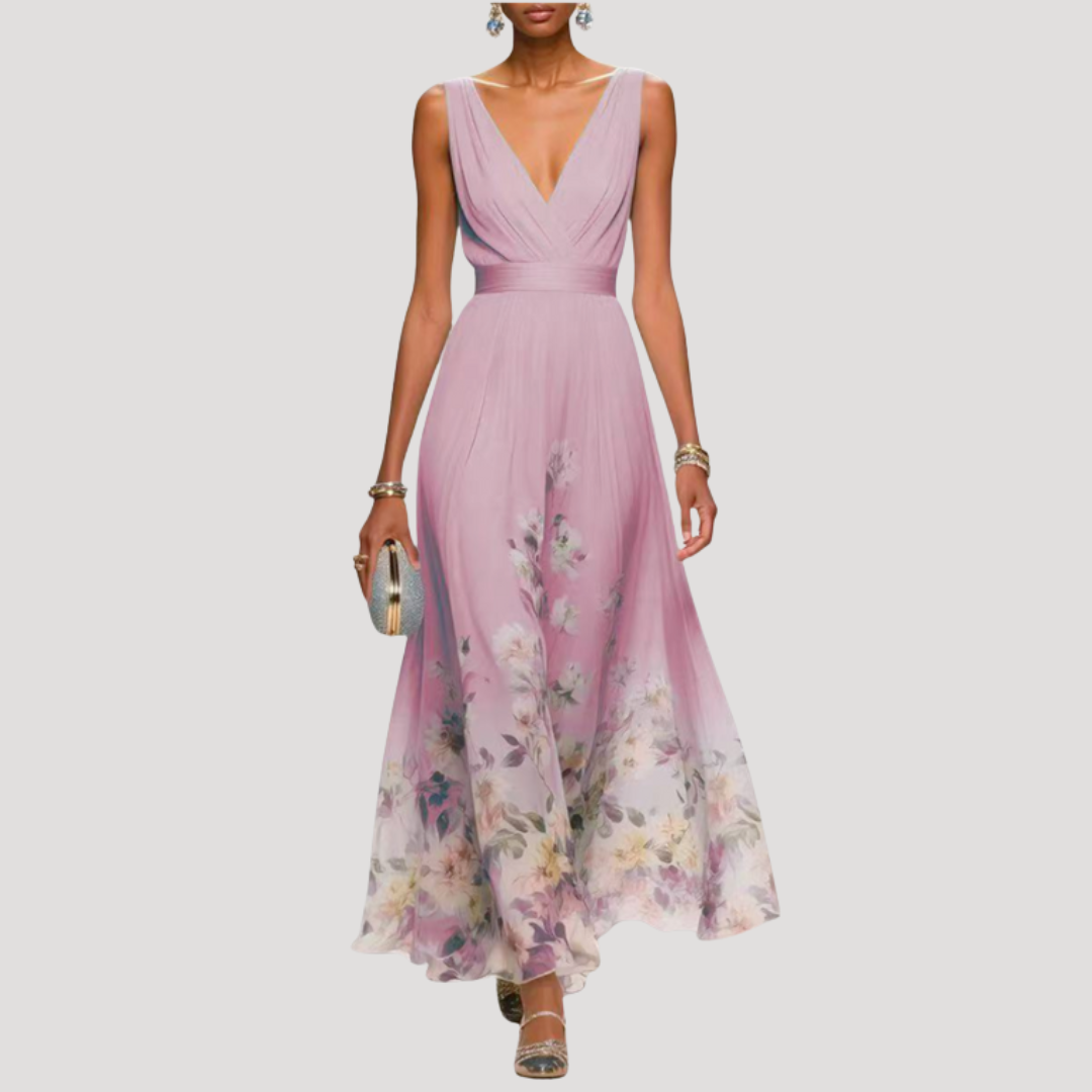 Robe longue fleurie de cérémonie élégante