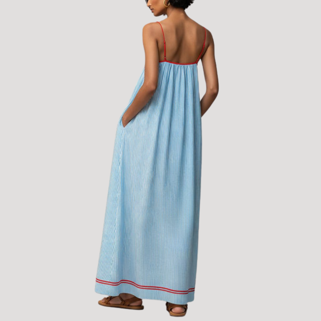 Robe Longue Rayée Sans Manches Femme
