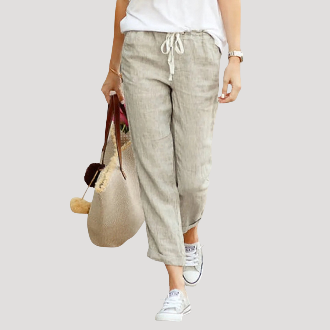 Pantalon en lin léger et respirant taille élastique