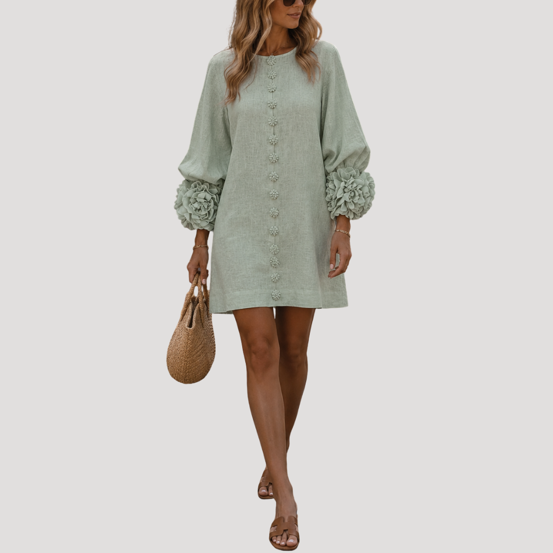 Robe Mini Femme Évasée Boutonnée