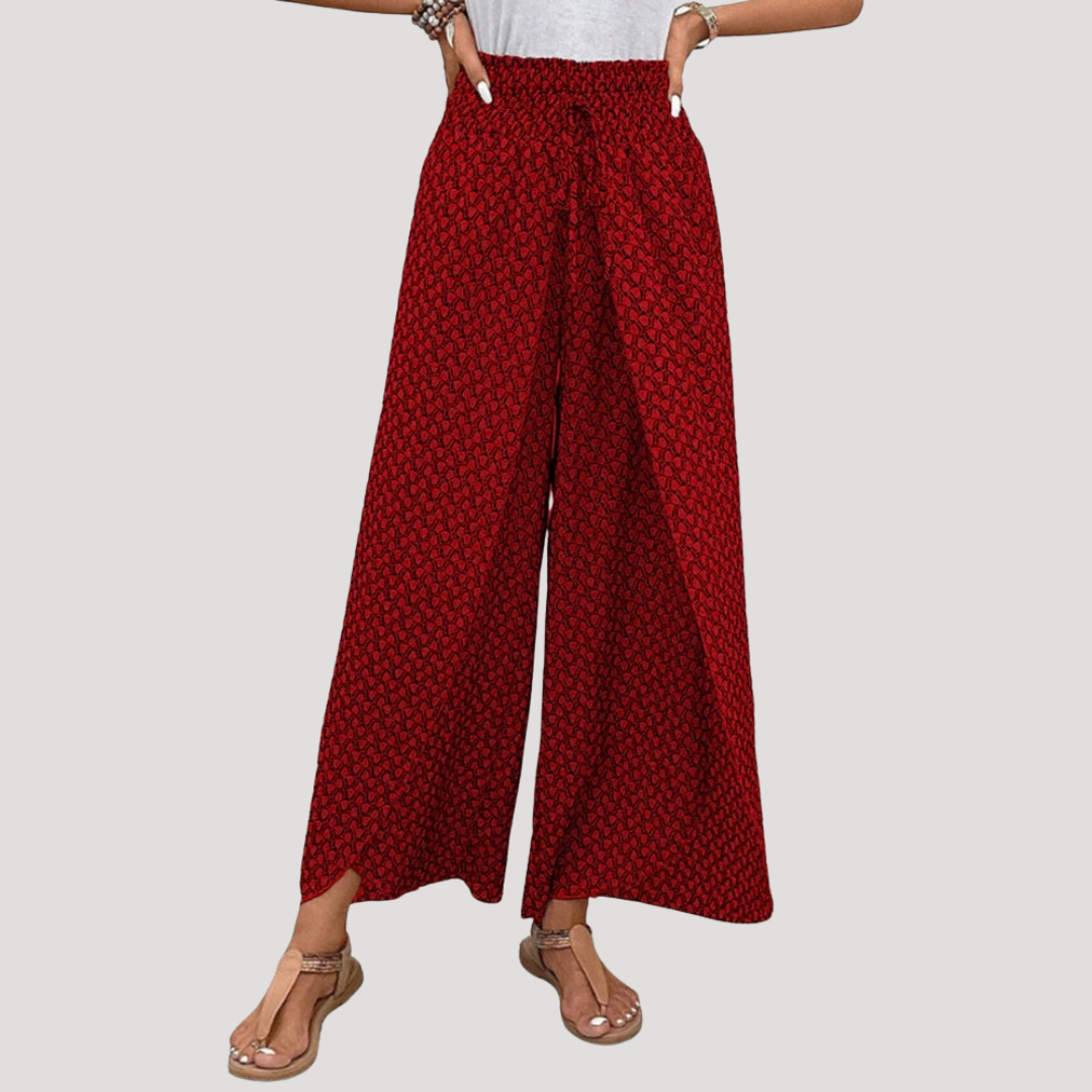 Pantalon palazzo femme imprimé fluide et léger