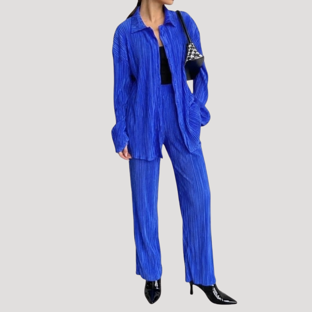 Ensemble Femme Chemise Plissée et Pantalon