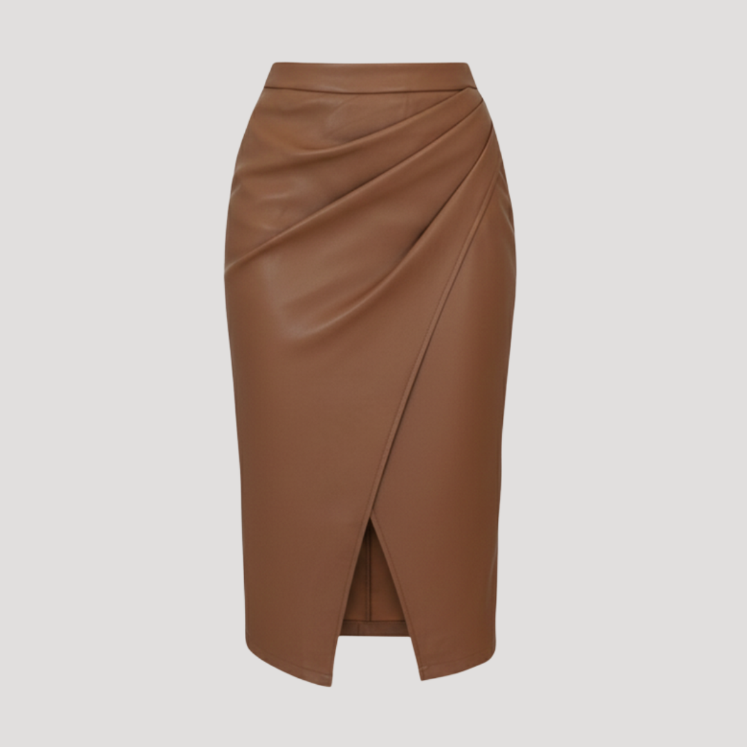 Jupe Midi Femme Portefeuille avec Fronces