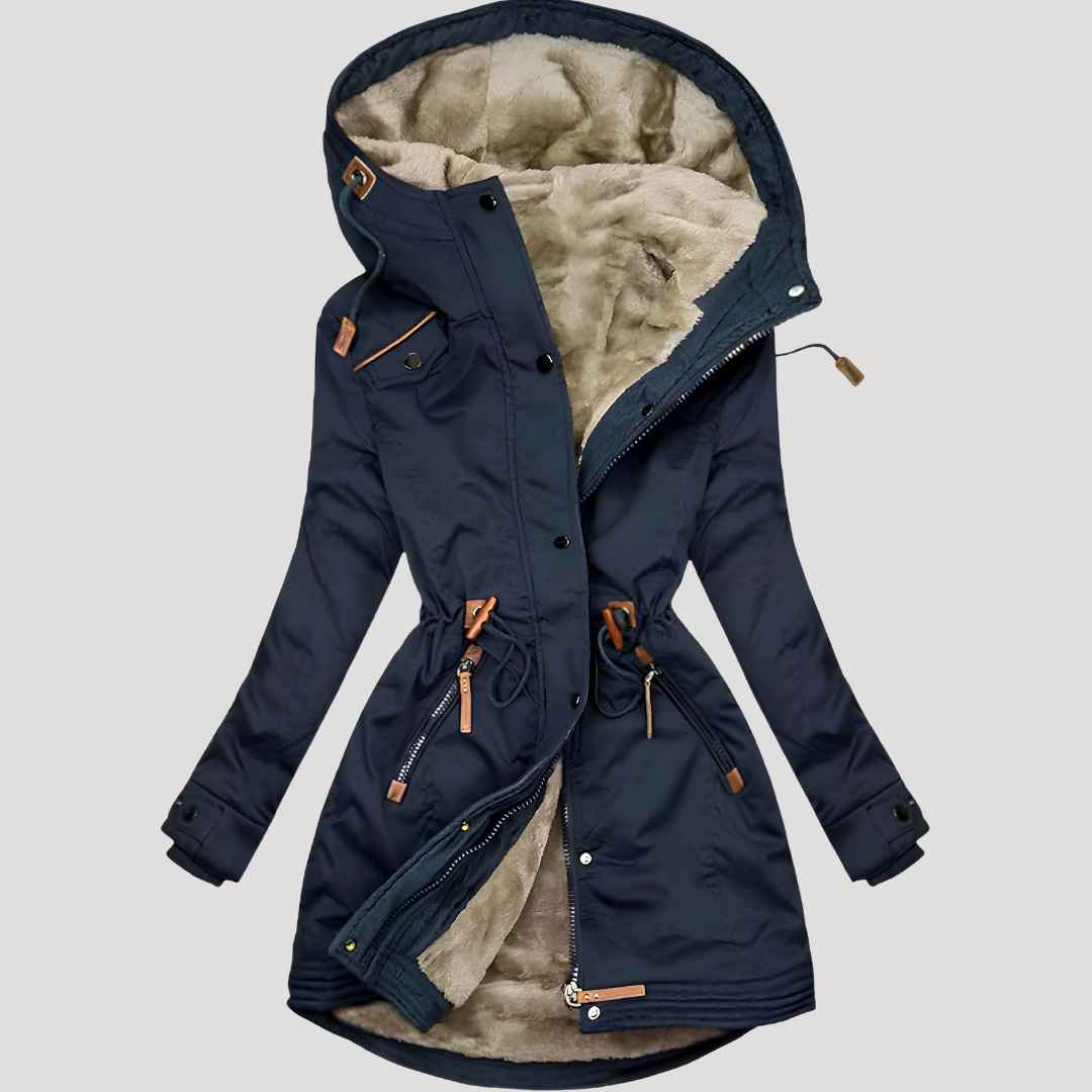 Parka femme à capuche et taille ajustable