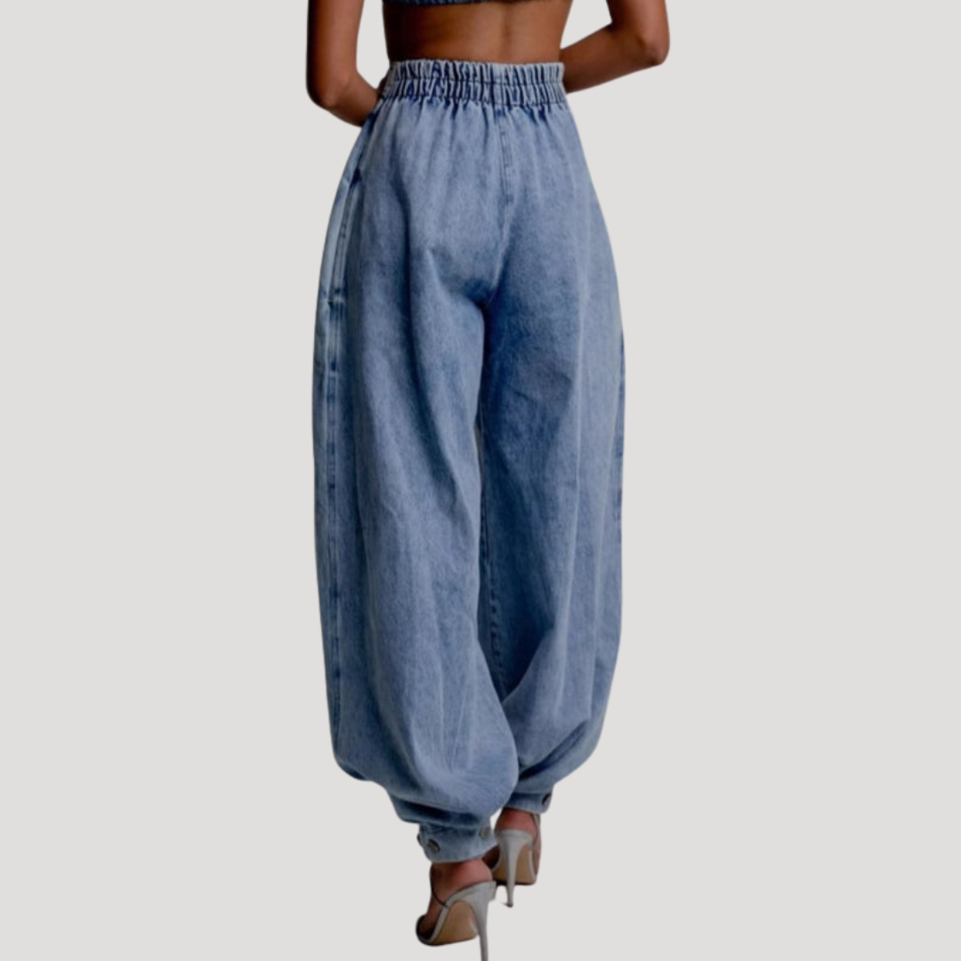 Jean Baggy Femme Taille Haute Décontracté