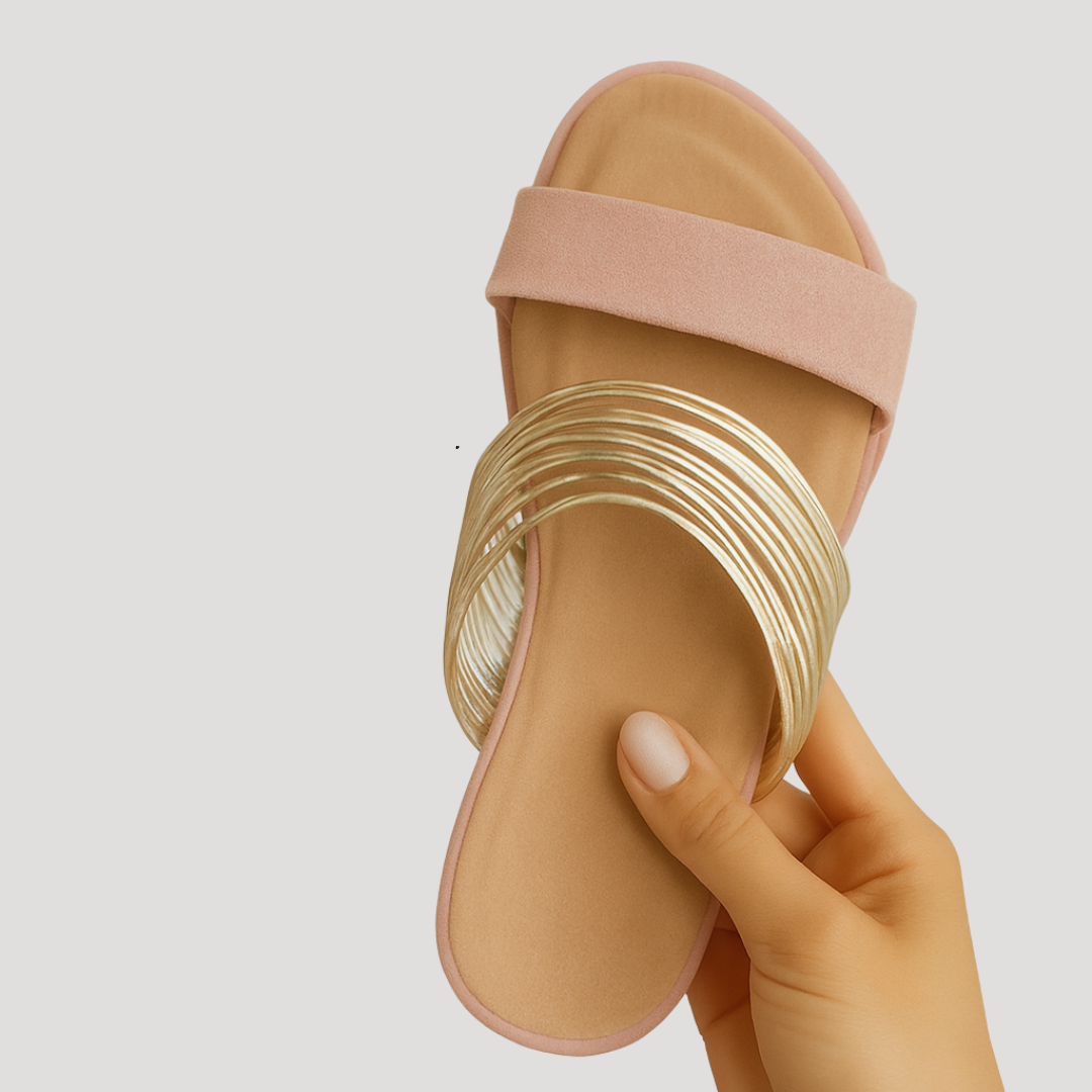 Mules Femme Décontractées Double Bride Métallique