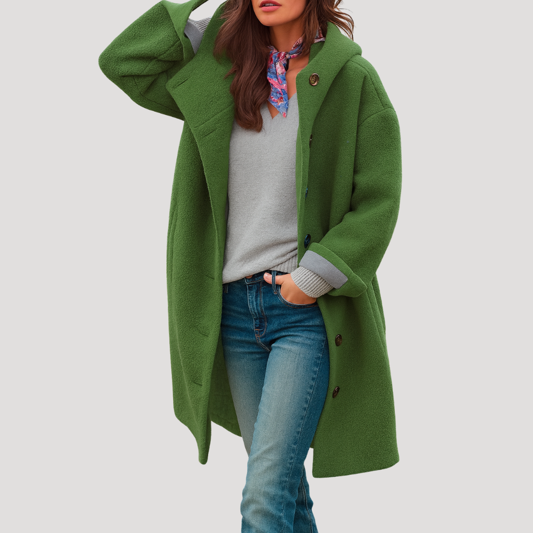 Manteau à Capuche Femme Boutonné Confort