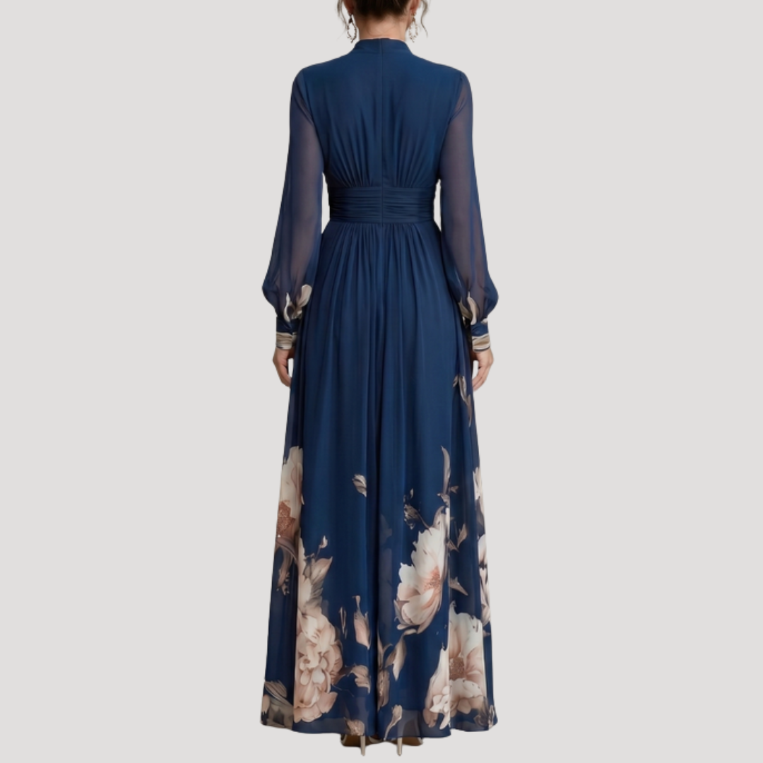 Robe Longue Femme Élégante Plissée pour Invitée de Mariage