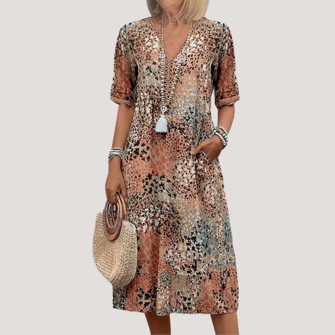 Robe midi fleurie bohème élégante