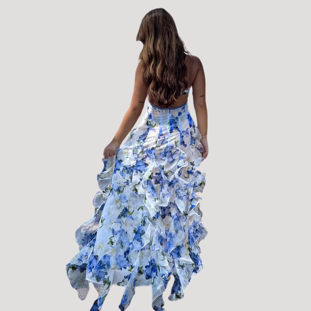 Robe fleurie longue romantique fluide