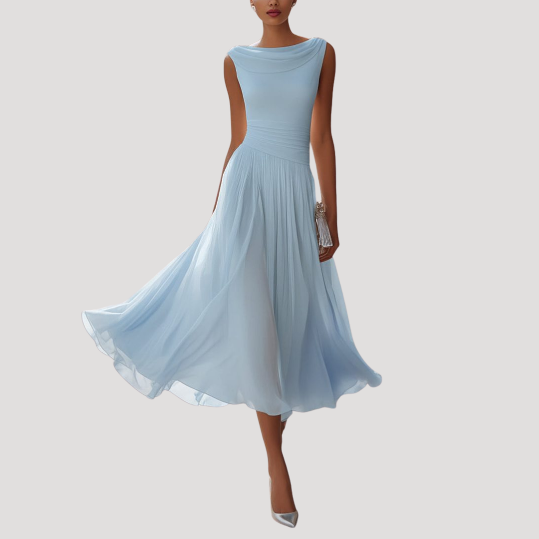 Robe Midi Plissée Sans Manches Femme