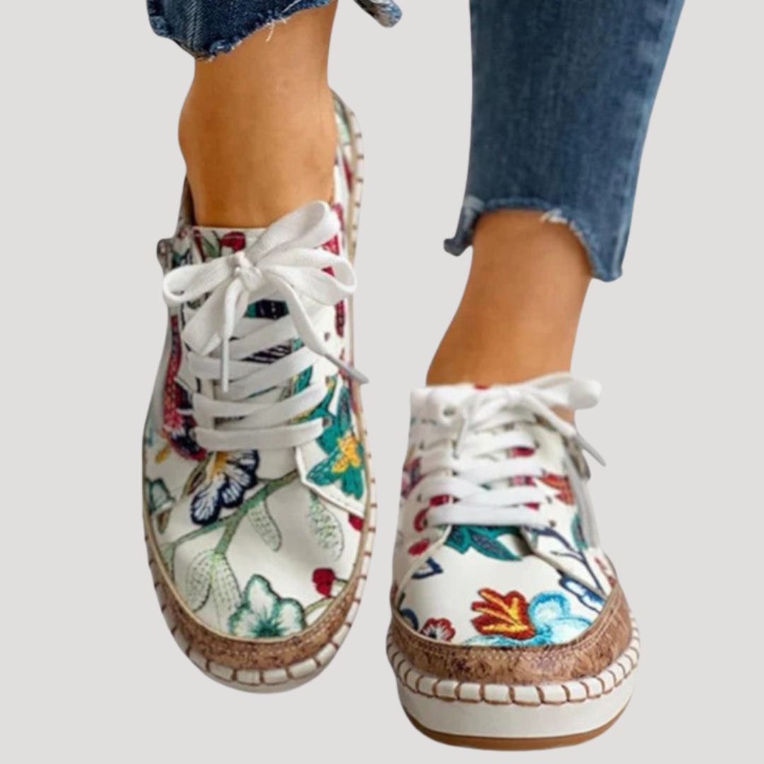 Baskets Femme Imprimé Floral à Lacets