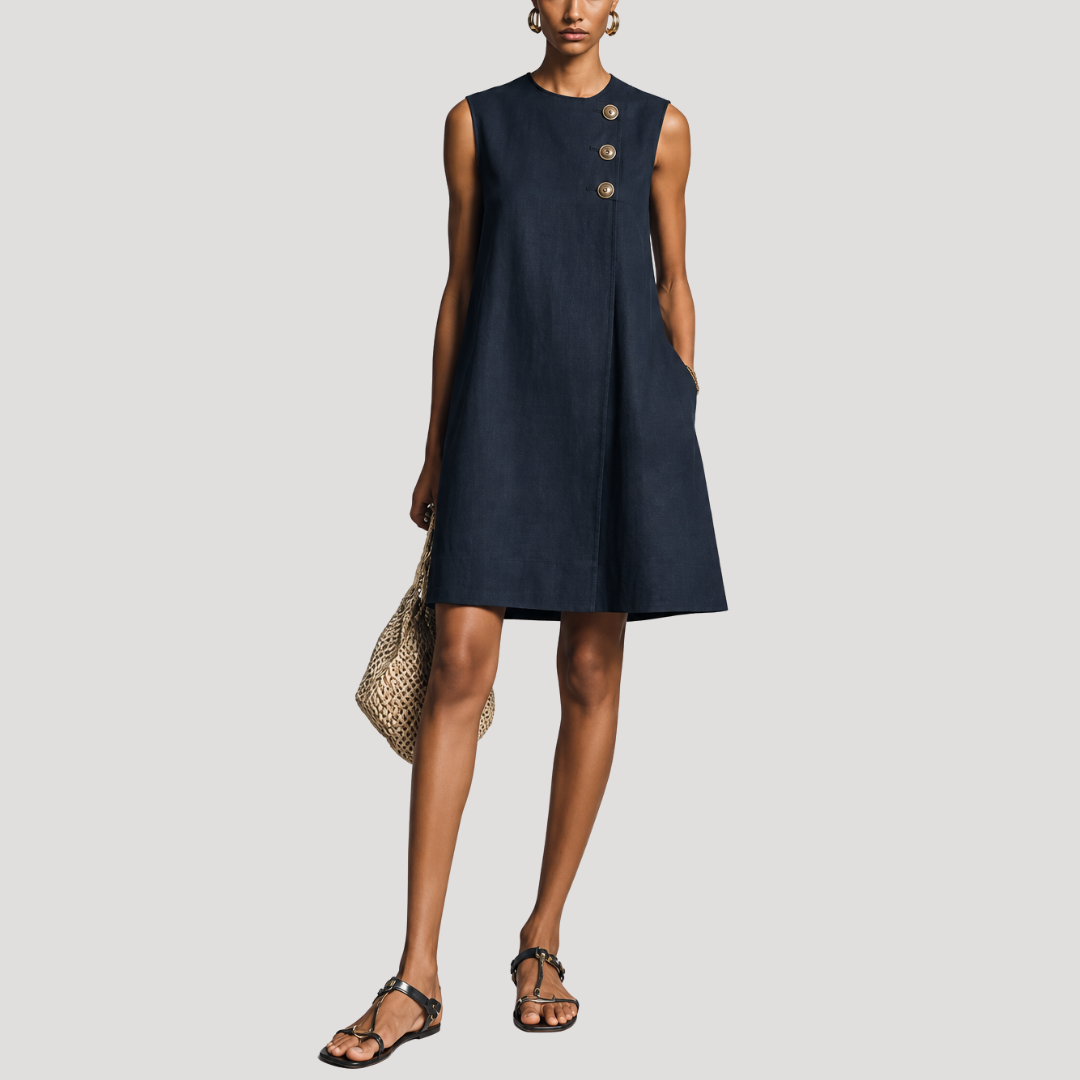 Robe Trapèze Sans Manches Élégante