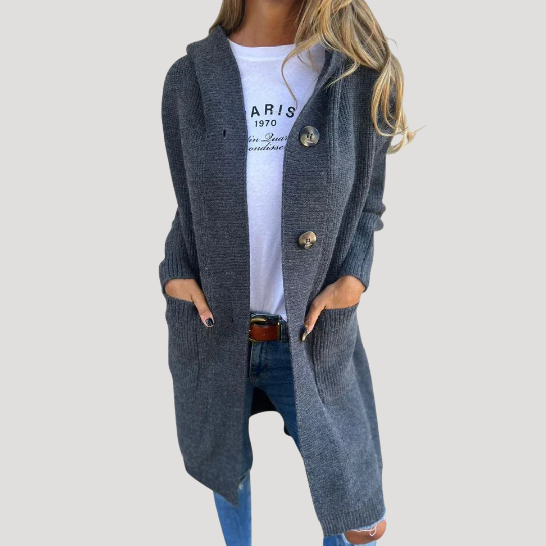 Gilet Femme à Capuche Boutonné Décontracté