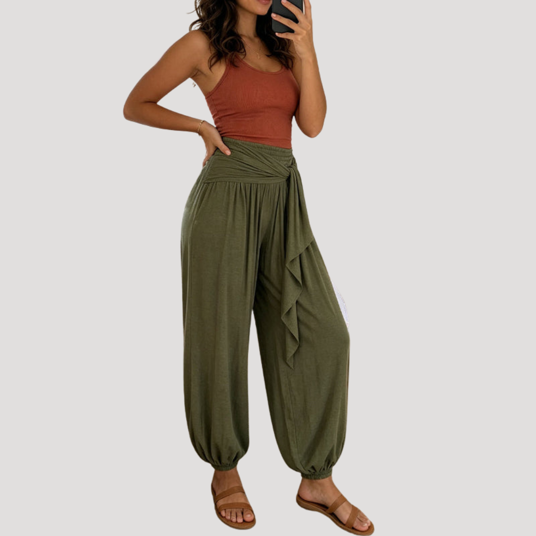 Pantalon Palazzo Taille Haute Femme