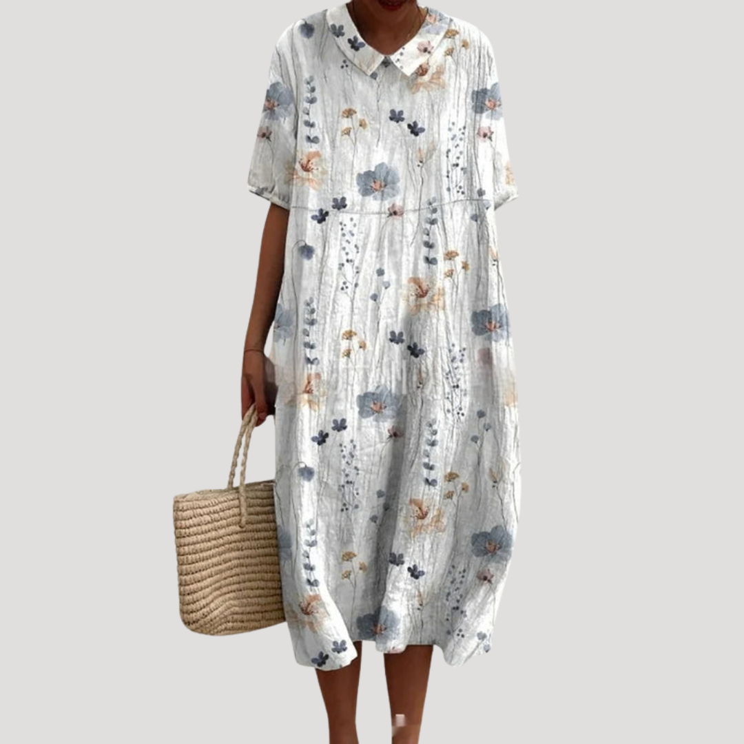 Robe mi longue femme ample imprimée