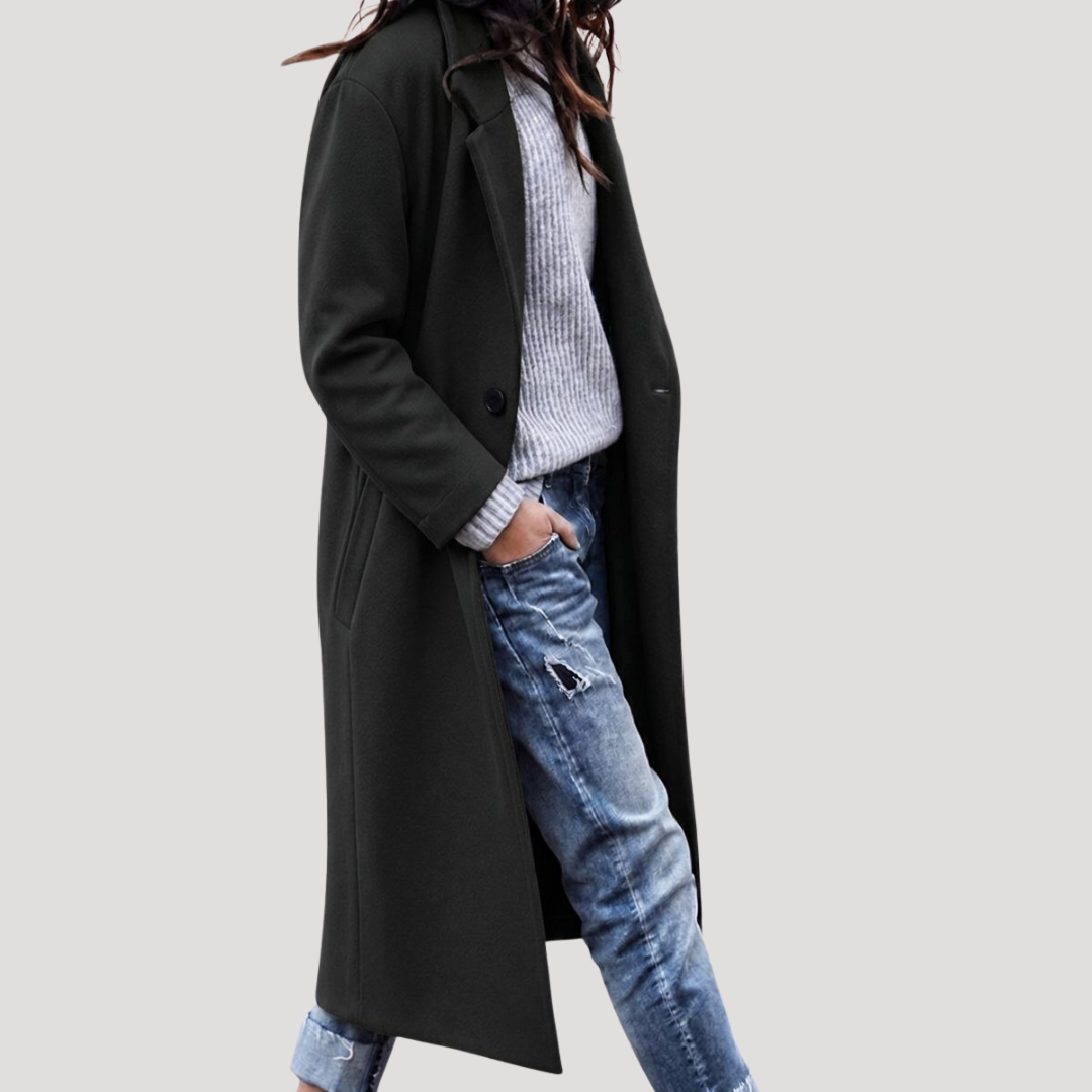 Manteau Long Femme à Bouton Unique