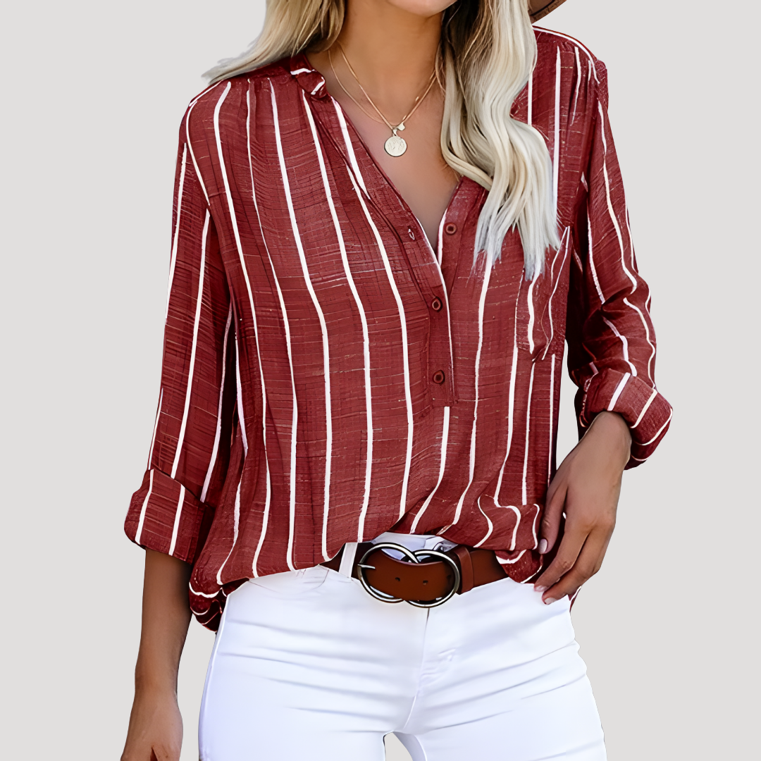 Chemise Femme Chic Rayée à Manches Longues