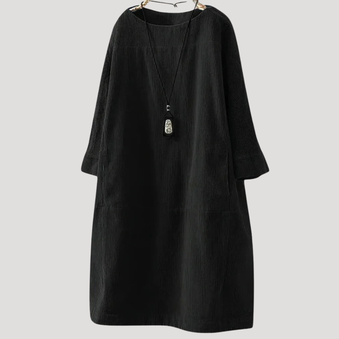 Robe Midi Femme Décontractée Ample à Manches Longues