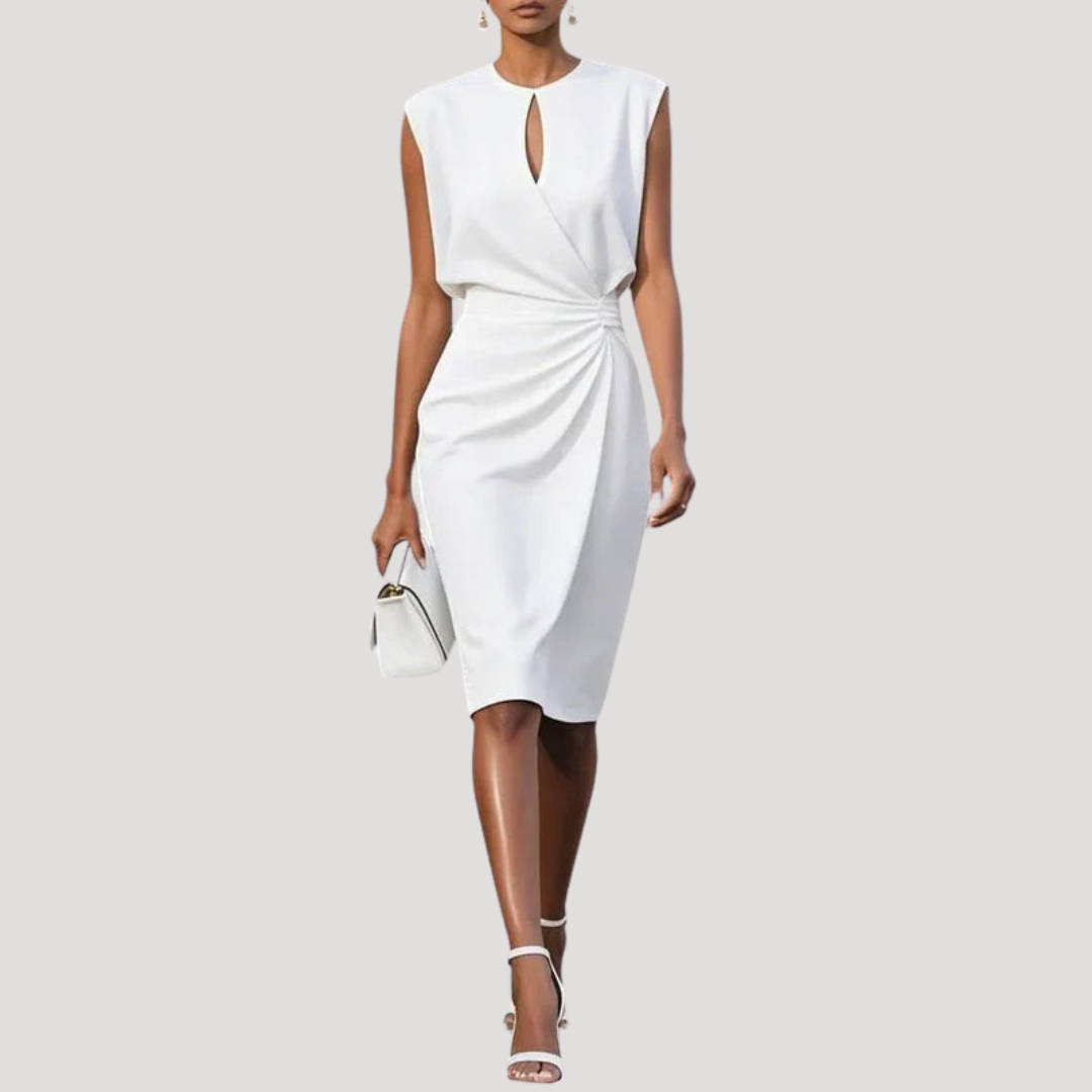 Robe midi élégante sans manches drapée