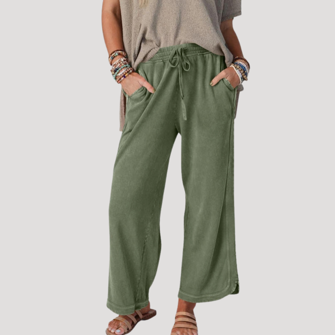 Pantalon femme fluide et confortable à taille élastique