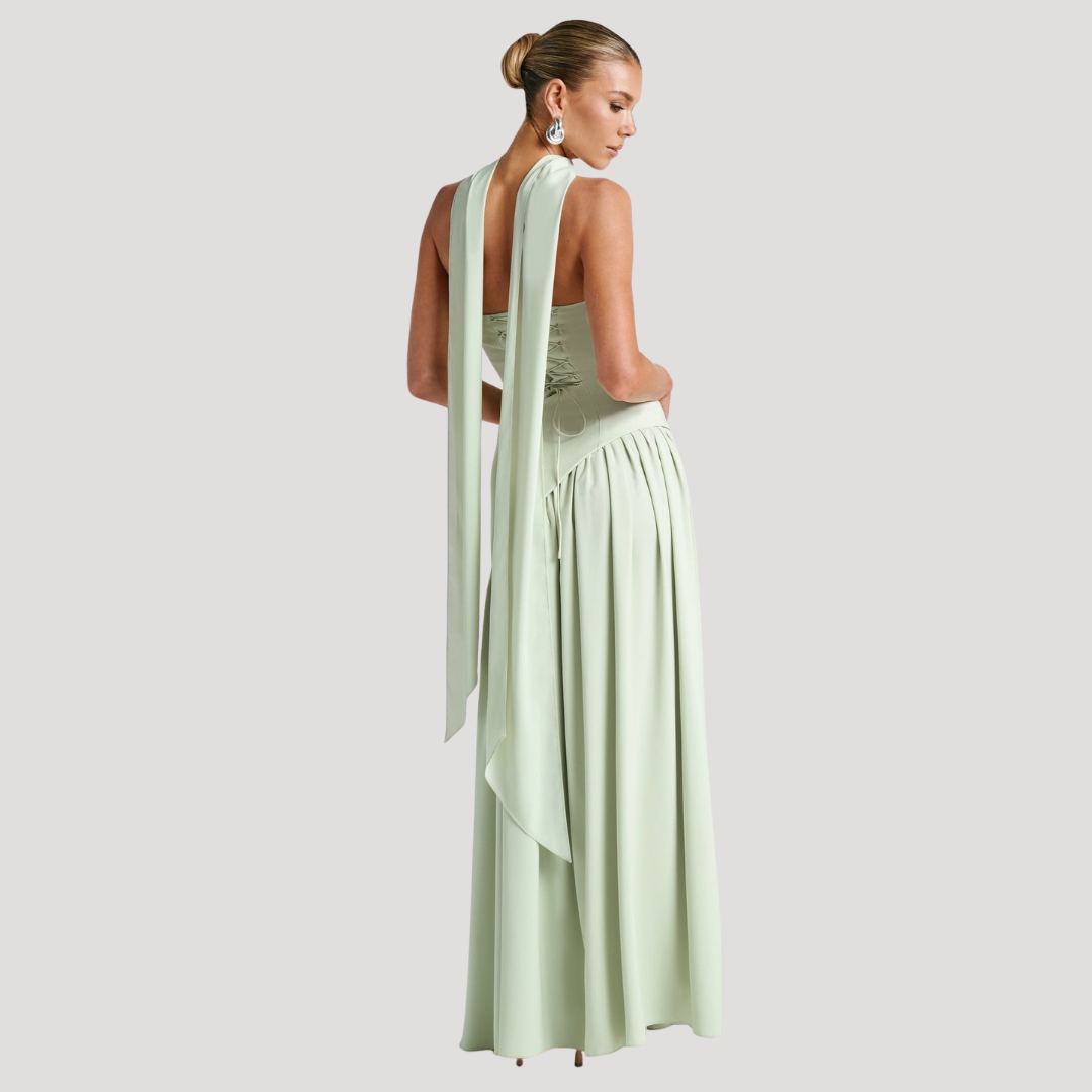 Robe longue bustier plissée de cérémonie élégante