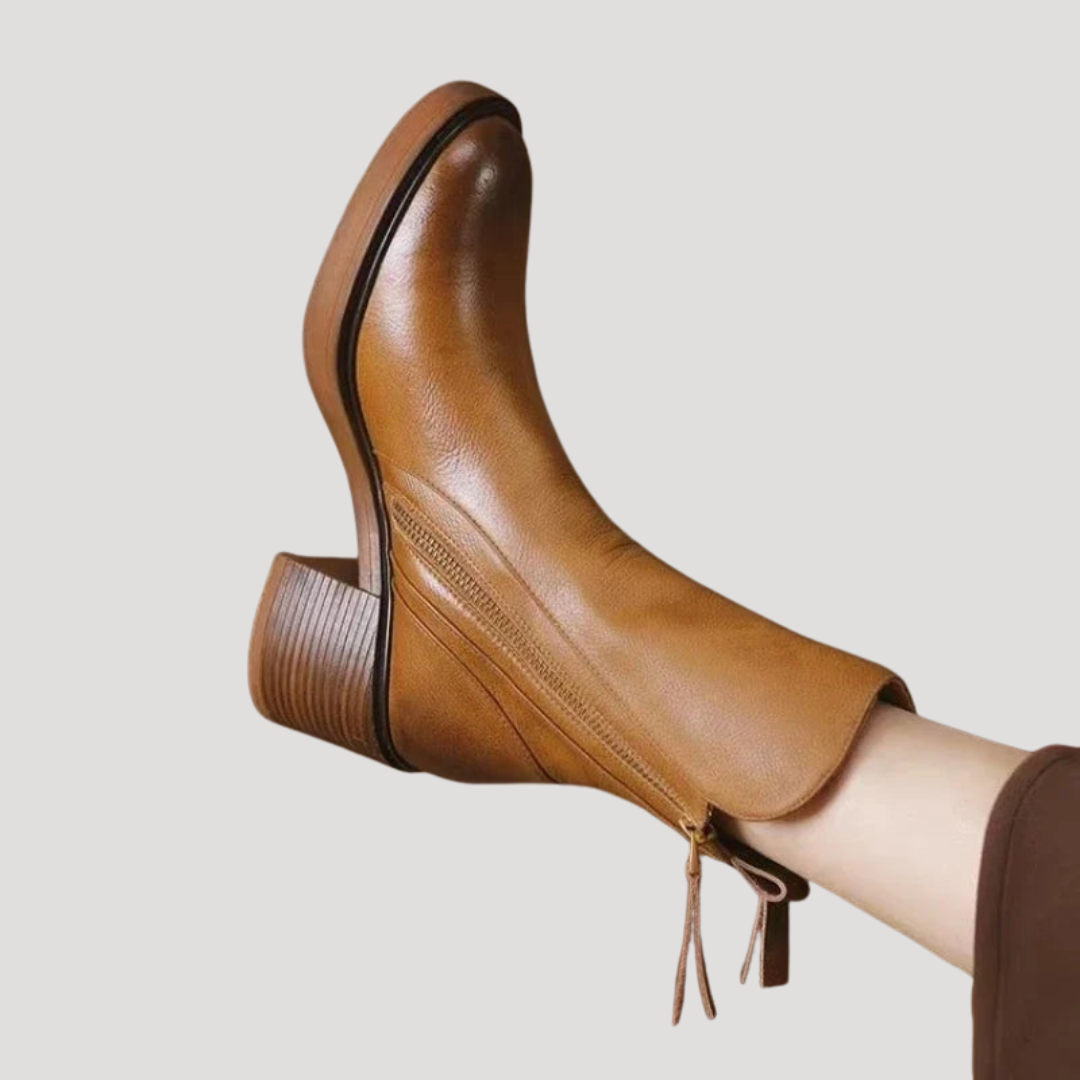 Bottines Femme à Talon Bloc Zip Latéral