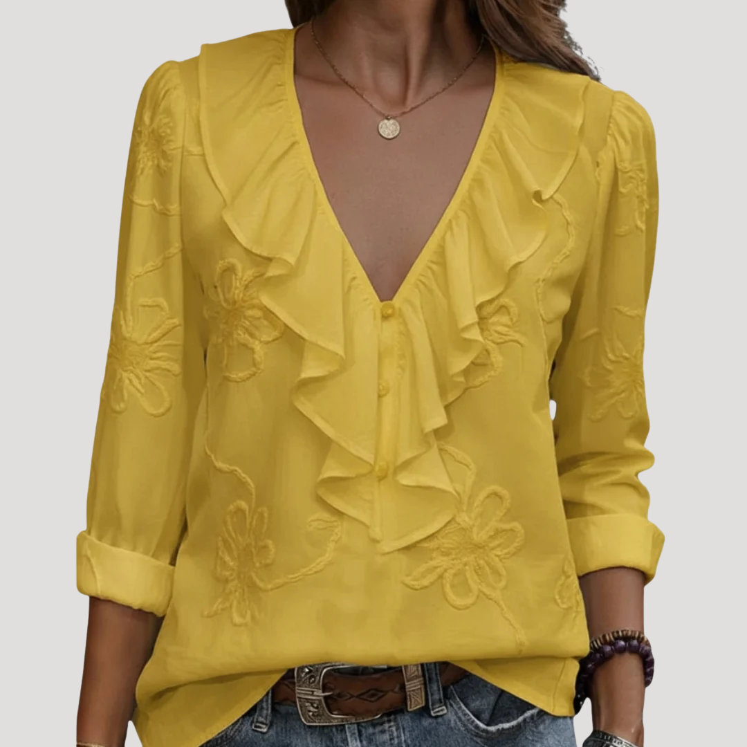 Blouse Femme Volants Brodée Bohème
