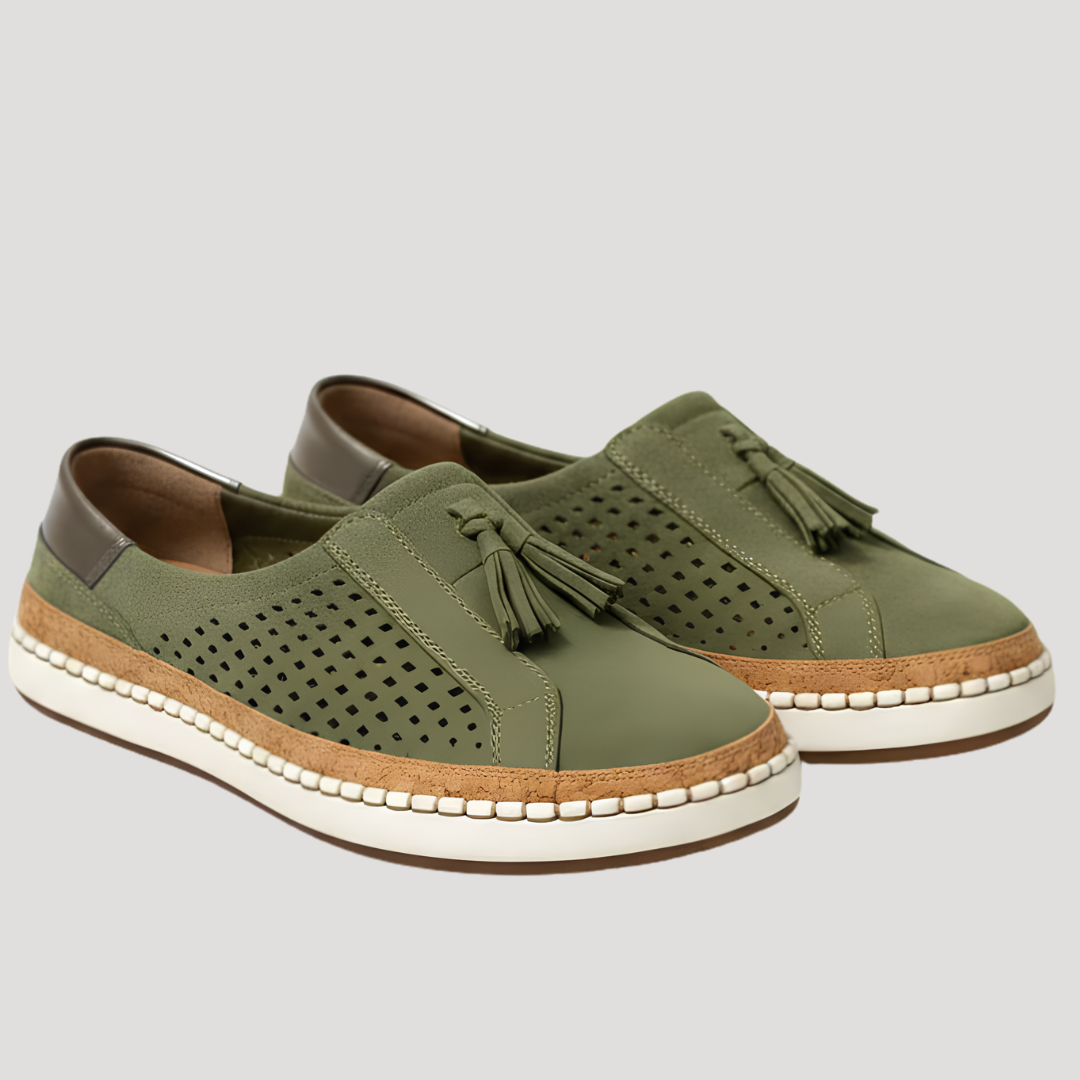 Mocassins Femme Coupe Large à Pompons