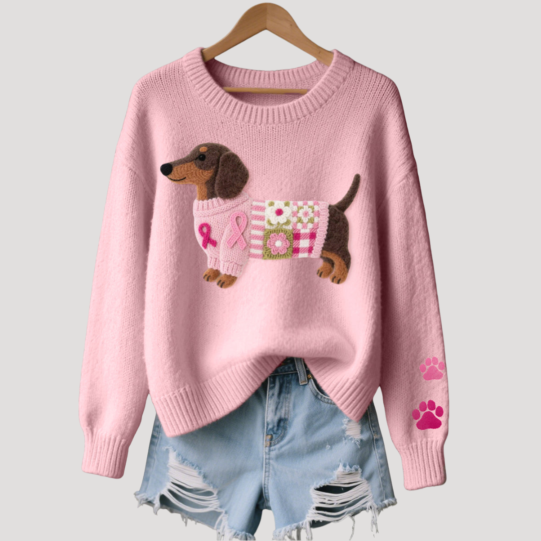 Pull Femme en Maille à Motif Teckel