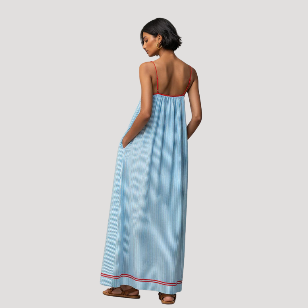 Robe Longue Rayée Sans Manches Femme