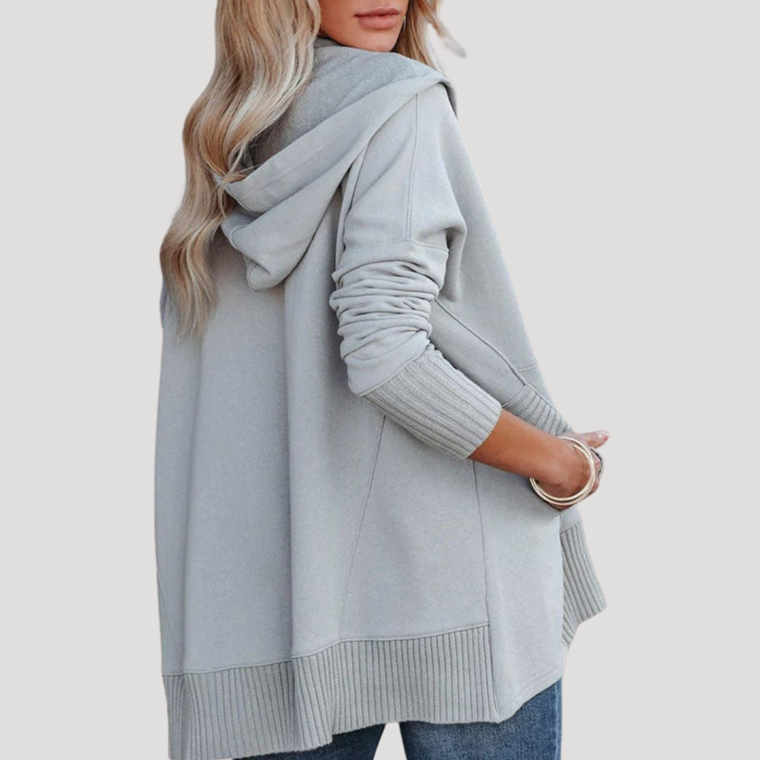 Sweat à Capuche Femme Oversize à Patte Pressionnée