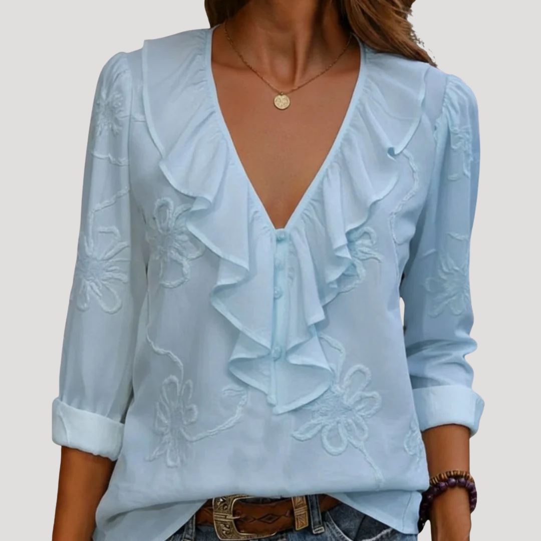 Blouse Femme Volants Brodée Bohème