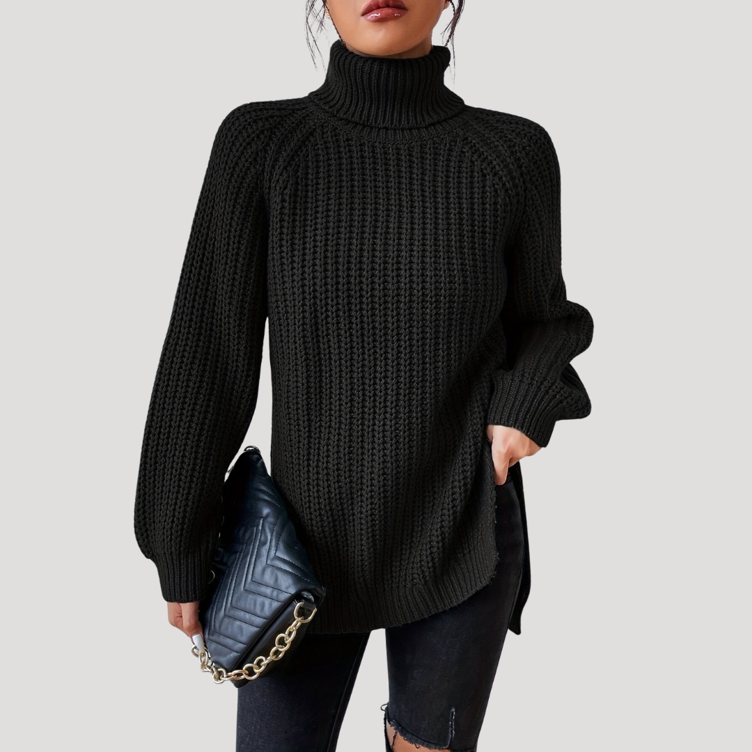 Pull Femme Oversize en Maille à Col Montant