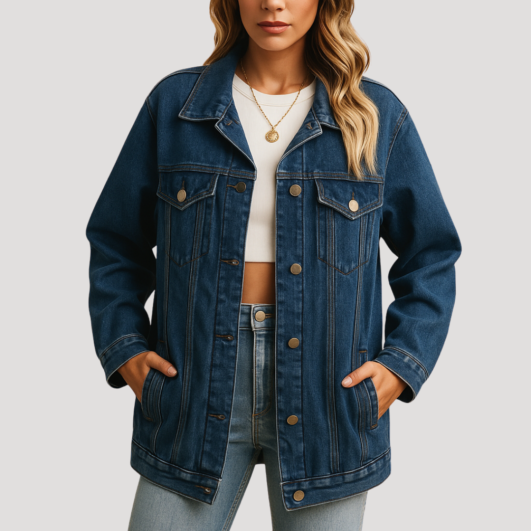 Veste Femme Oversize Boutonnée en Denim