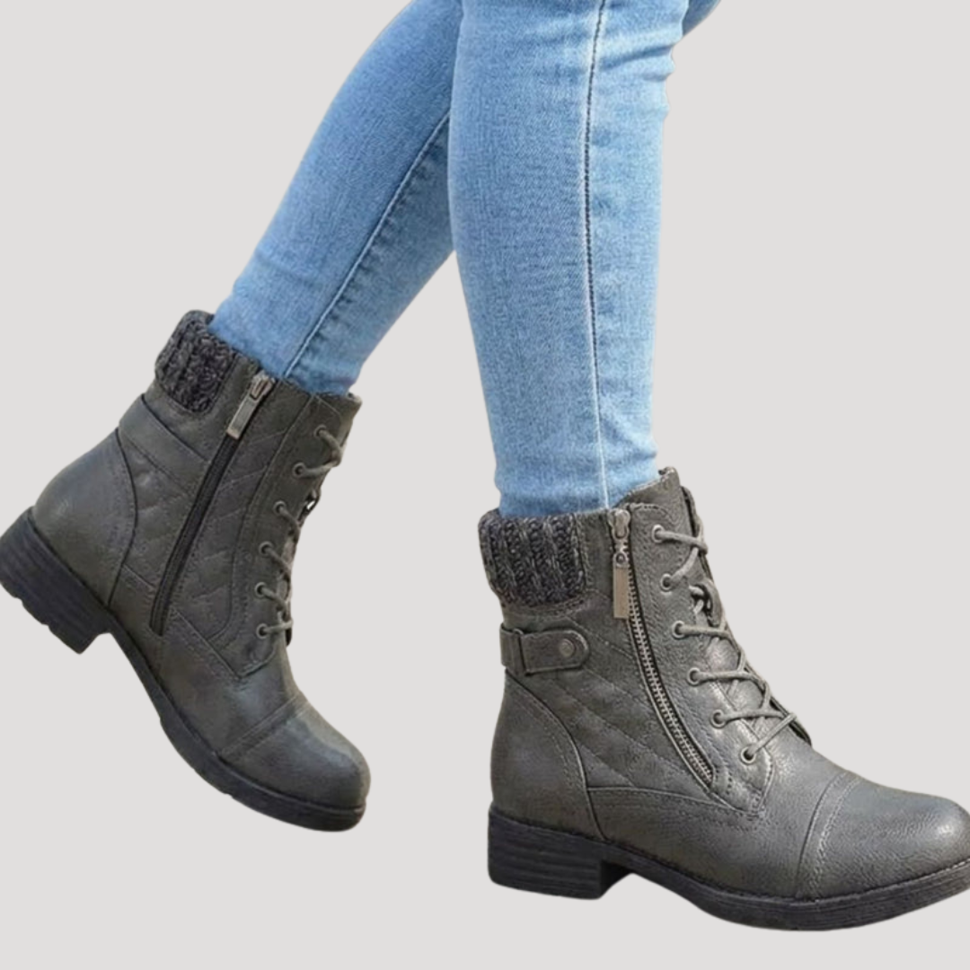 Bottines femme matelassées à lacets