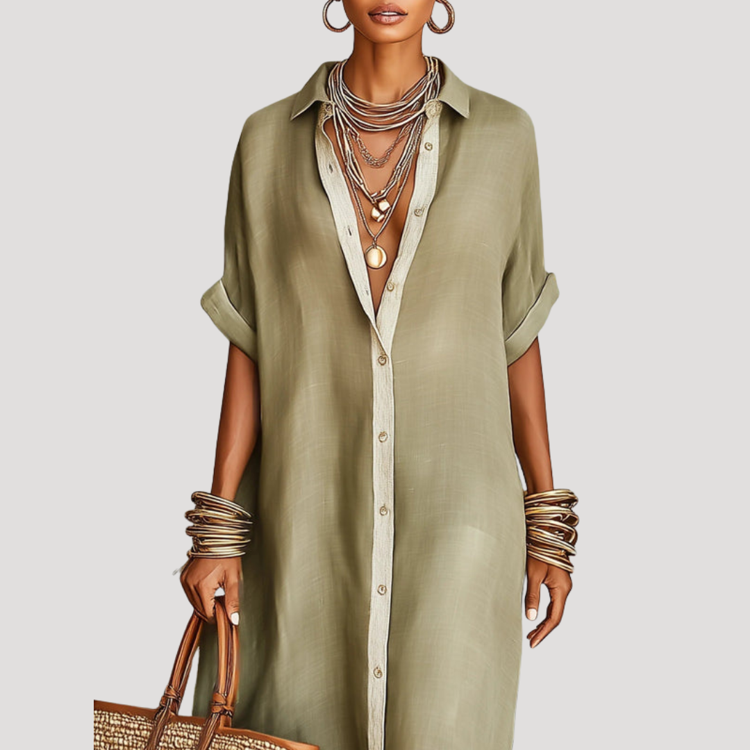 Robe Chemise Longue Boutonnée Décontractée