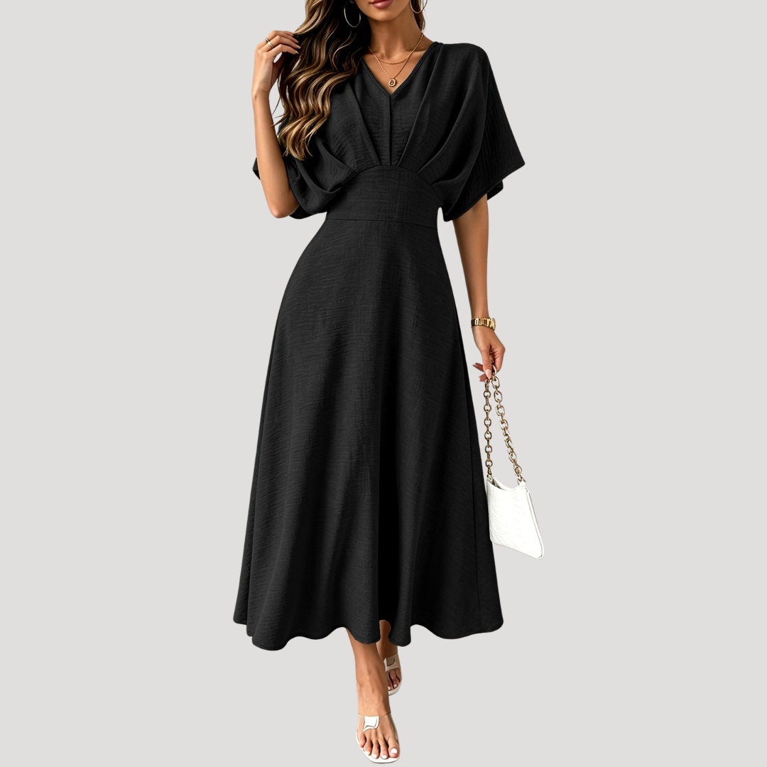 Robe Midi Trapèze Col V Femme