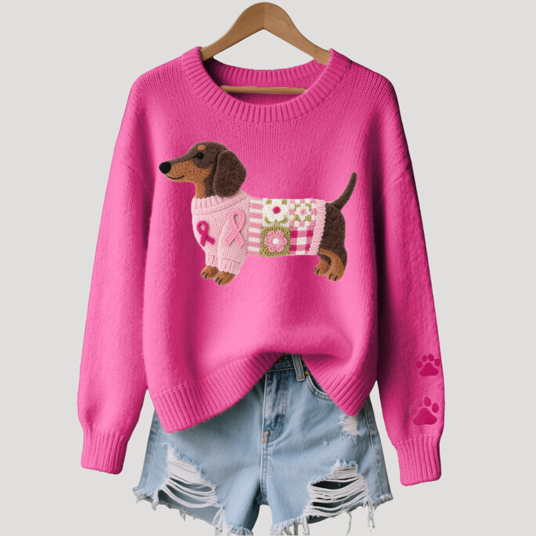 Pull Femme en Maille à Motif Teckel