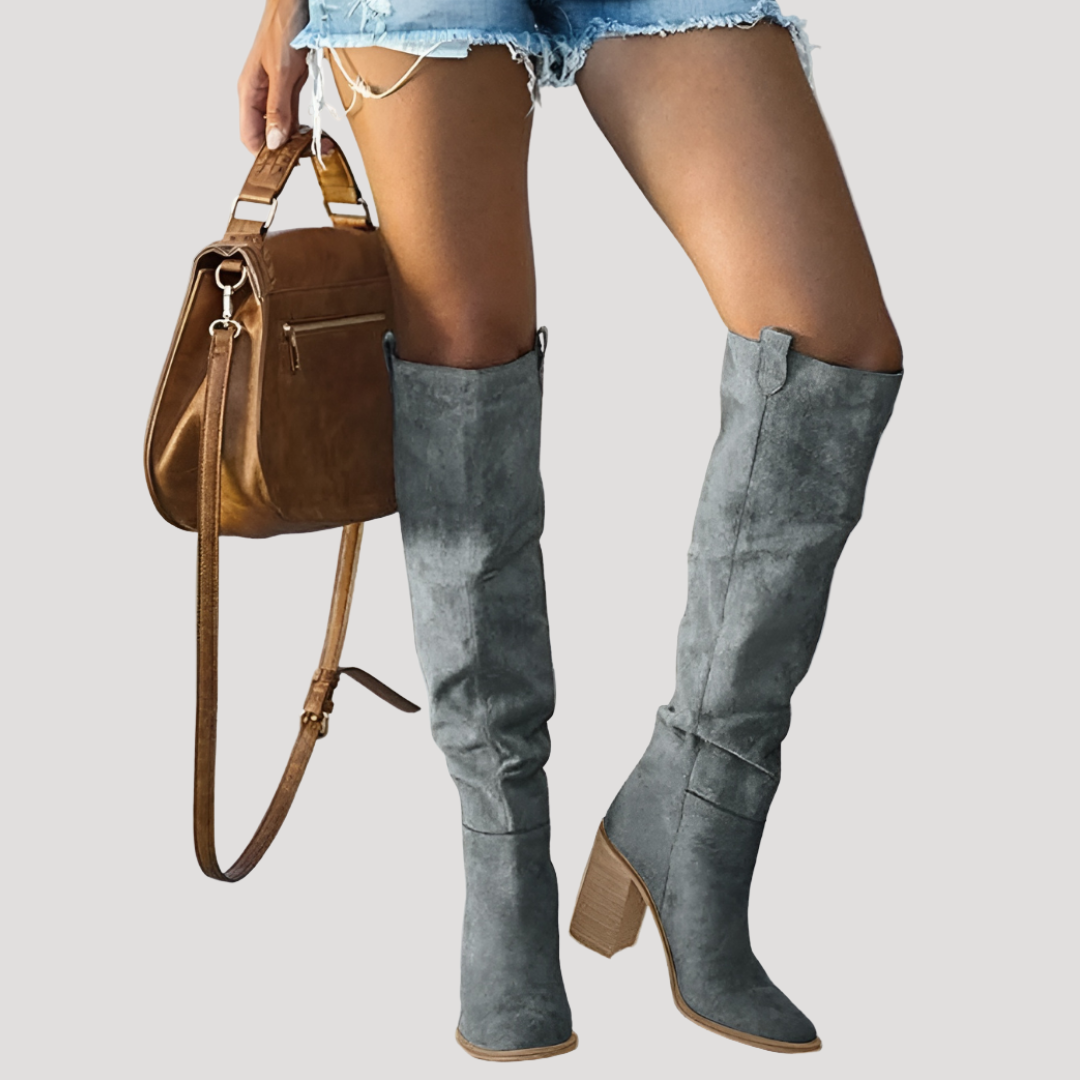 Bottes Femme à Talon, Bout Pointu et Hauteur Genou