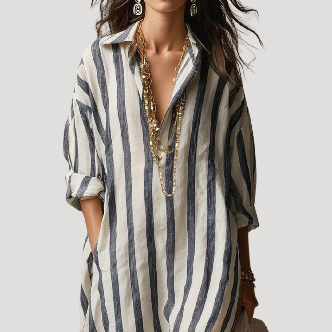 Robe Chemise Longue Rayée Femme
