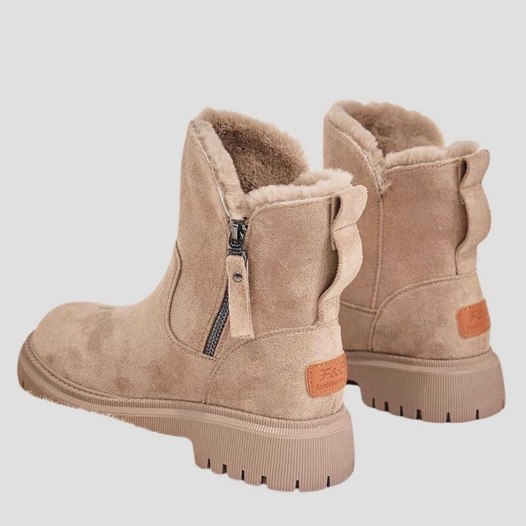 Bottines Femme à Semelle Épaisse Zippées avec Doublure Chaude